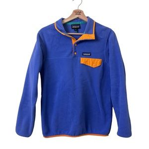 Patagonia Synchilla T-Snap Pullover Fleece in Blue & Orange SZ XS